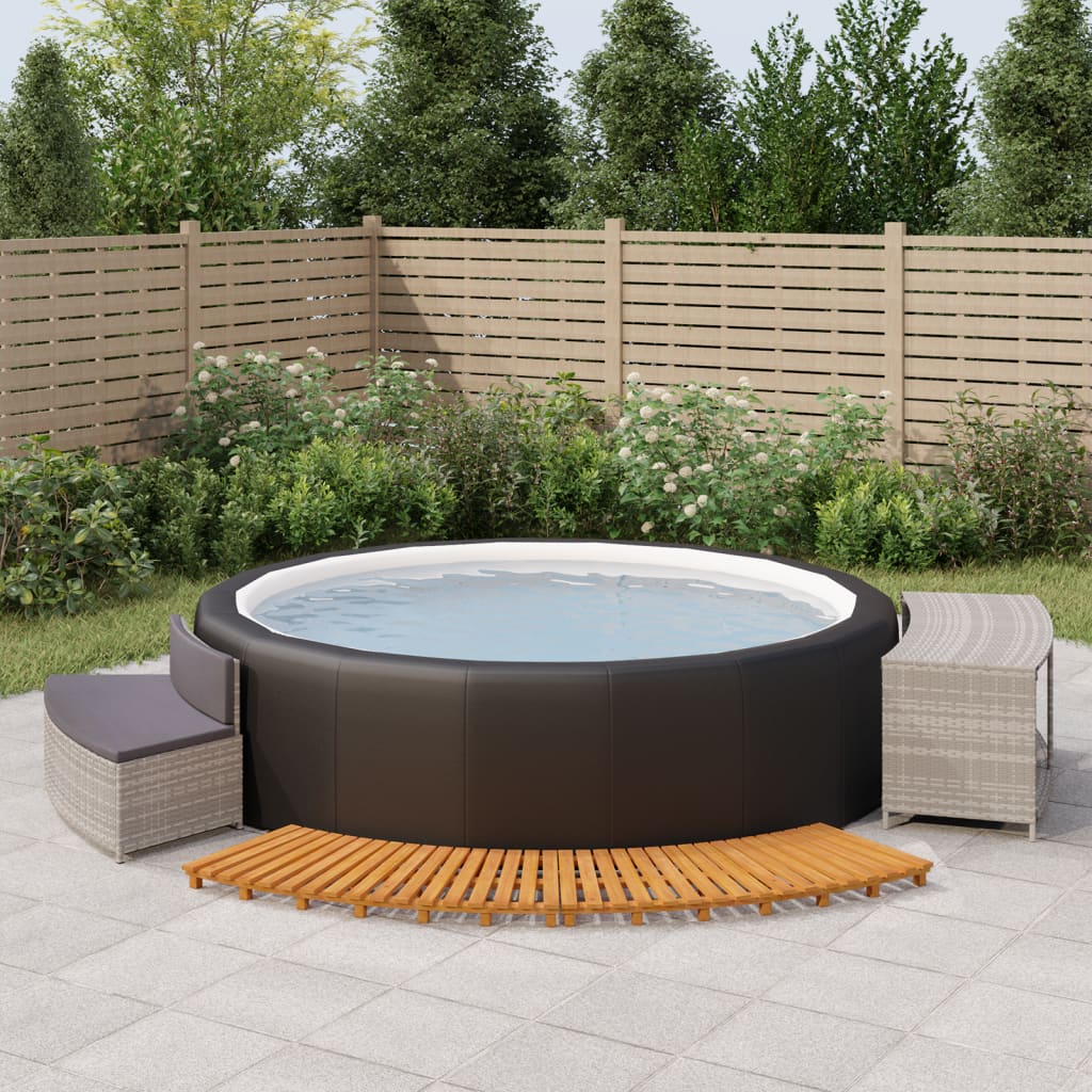 Whirlpool surround gray poly rattan and solid acacia wood