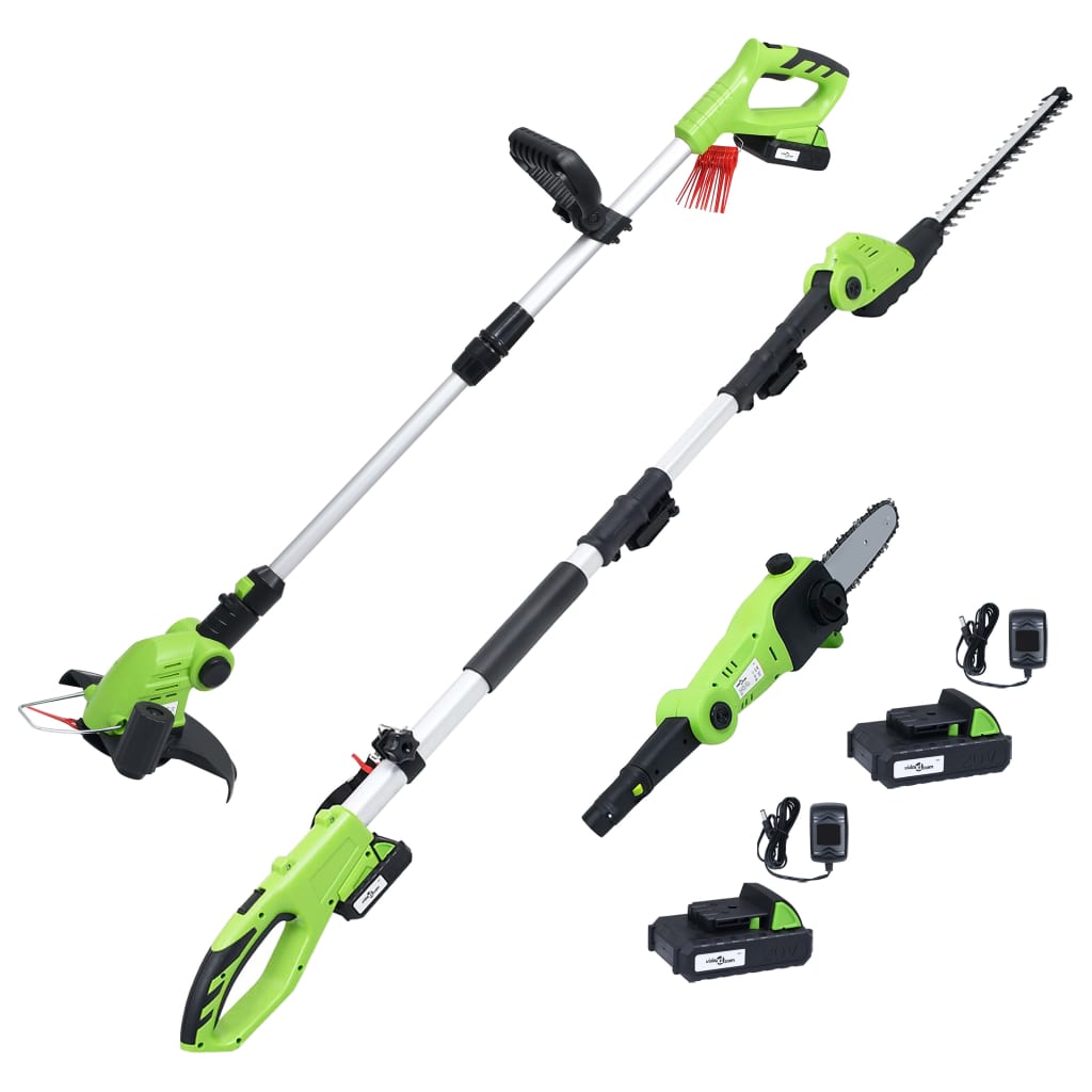 3 pcs. Cordless garden tool set with chargers &amp; batteries