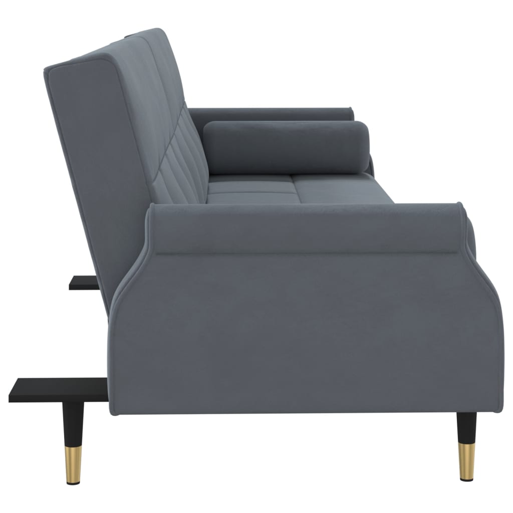 Sofa bed with cushions dark gray velvet
