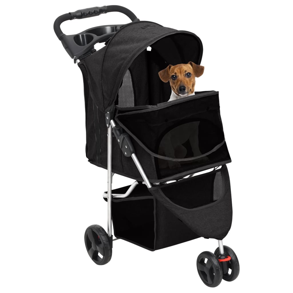 Hundewagen Faltbar Schwarz 80x46x98 cm Oxford-Gewebe