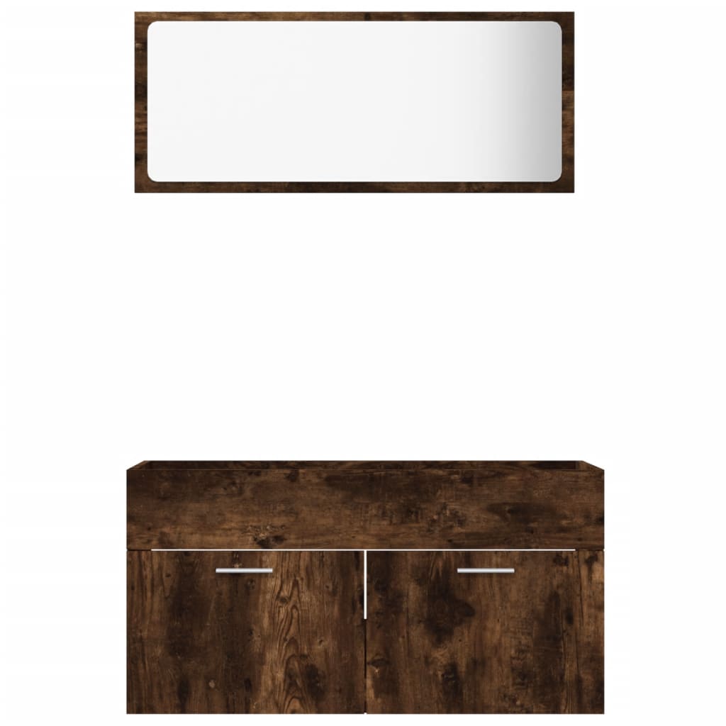 2 pcs. Bathroom furniture set made of smoked oak wood material