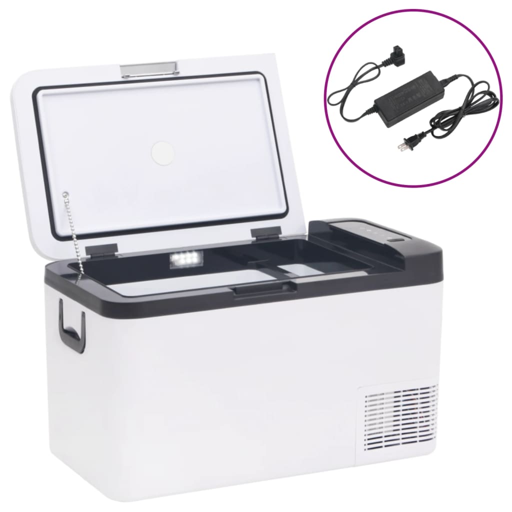 Cool box with handle and adapter black and white 18 L PP &amp; PE