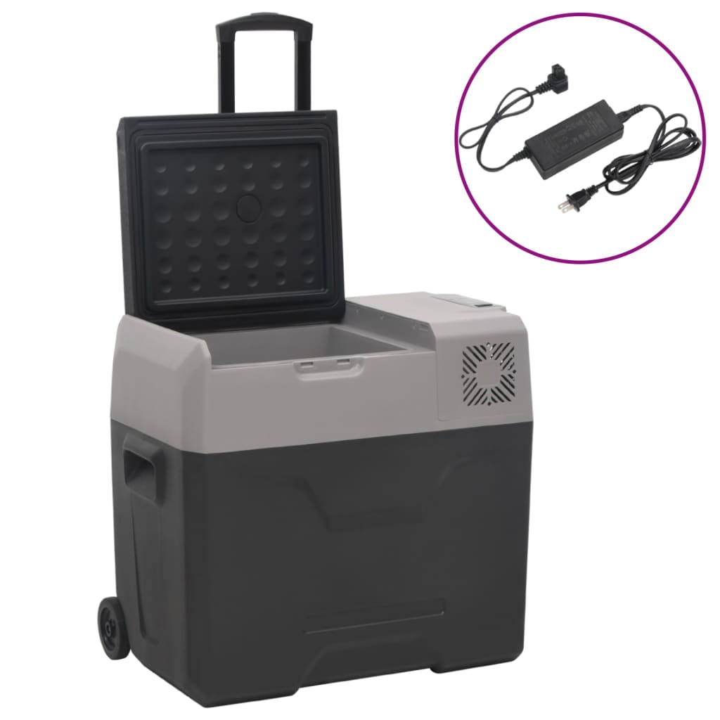 Cool box with wheels and adapter black &amp; gray 30 L polypropylene