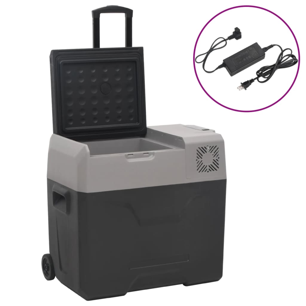 Cool box with wheels and adapter black &amp; gray 40 L polypropylene