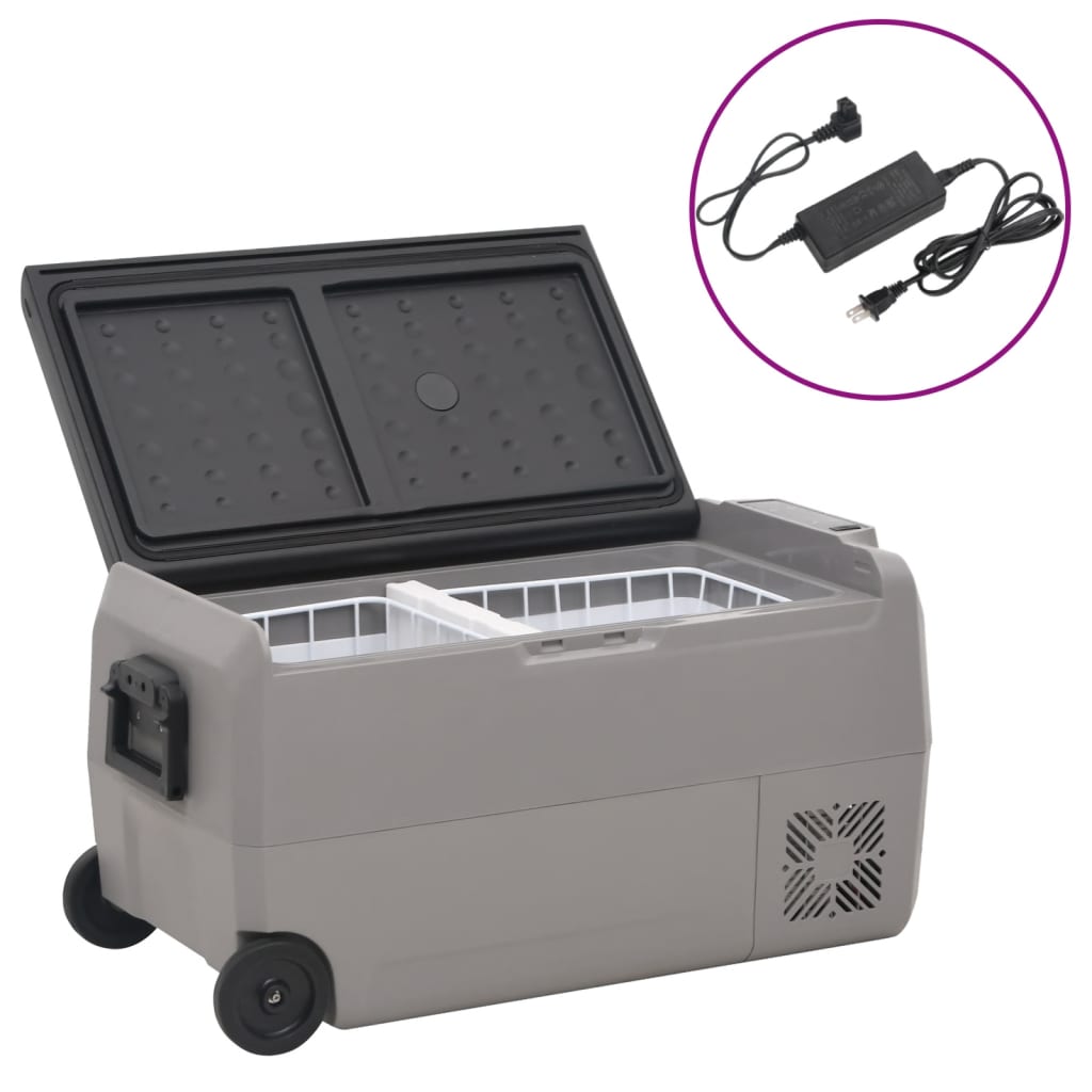 Cool box with wheels and adapter black &amp; gray 36 L PP &amp; PE