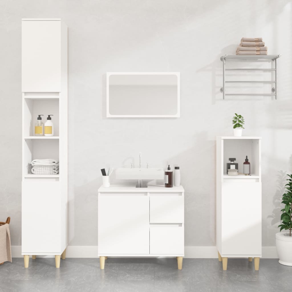 Bathroom cabinet white 30x30x100 cm made of wood