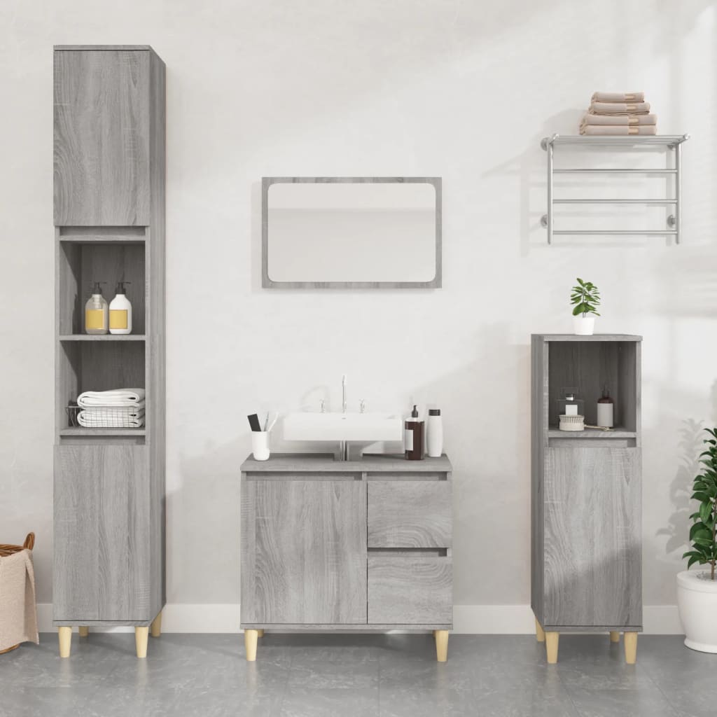 Bathroom cabinet gray Sonoma 30x30x100 cm made of wood