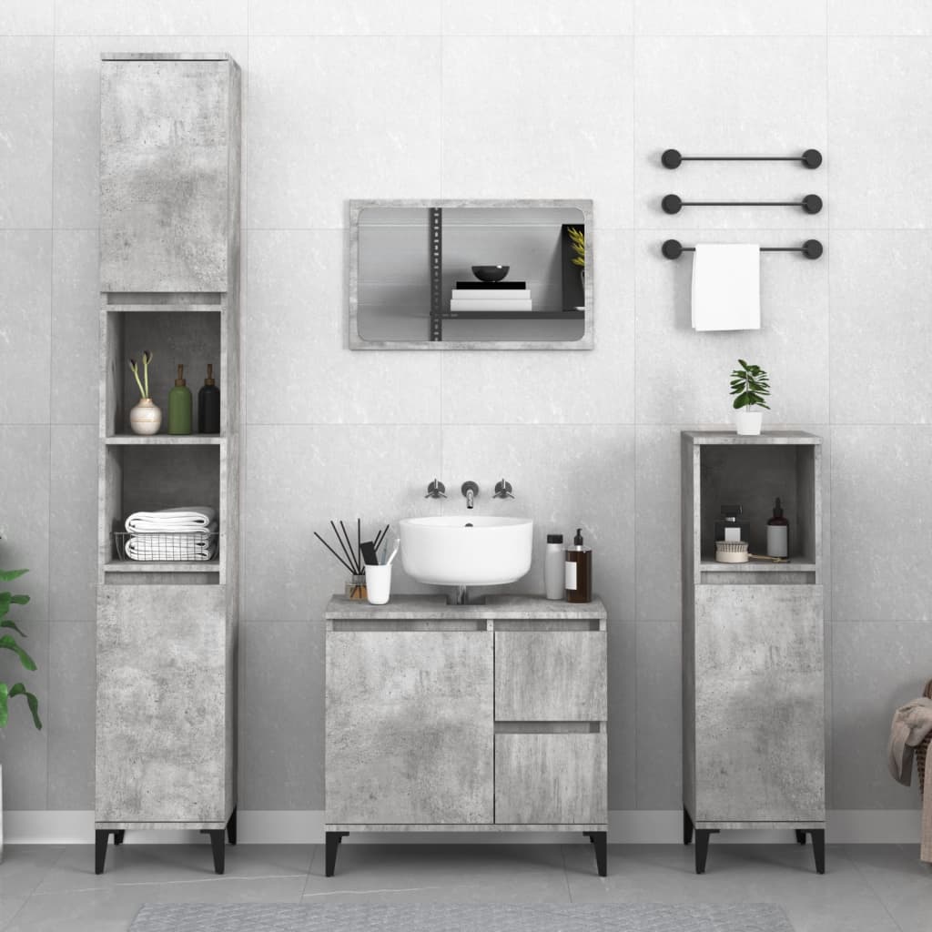 Bathroom cabinet concrete gray 30x30x100 cm made of wood