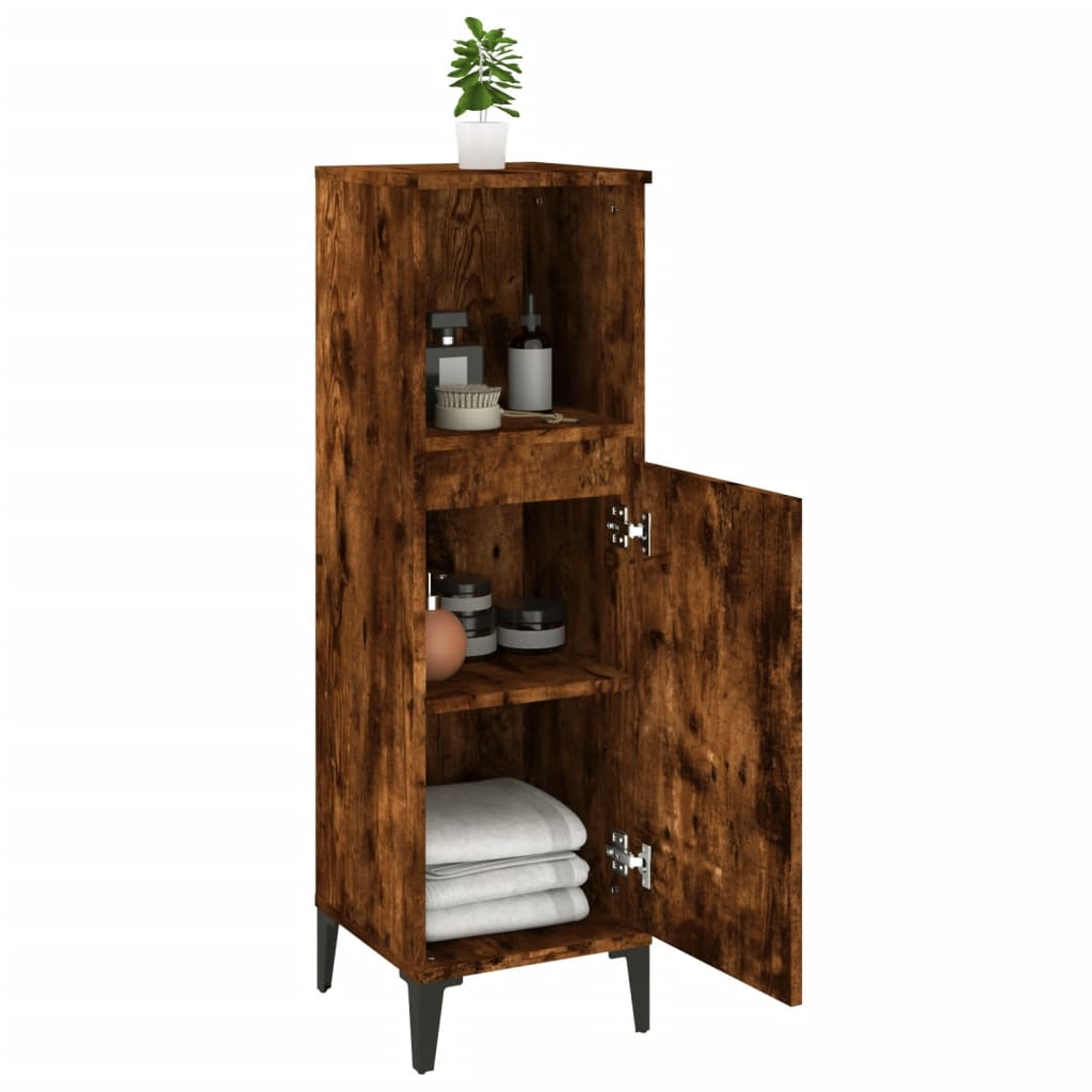 Bathroom cabinet smoked oak 30x30x100 cm made of wood