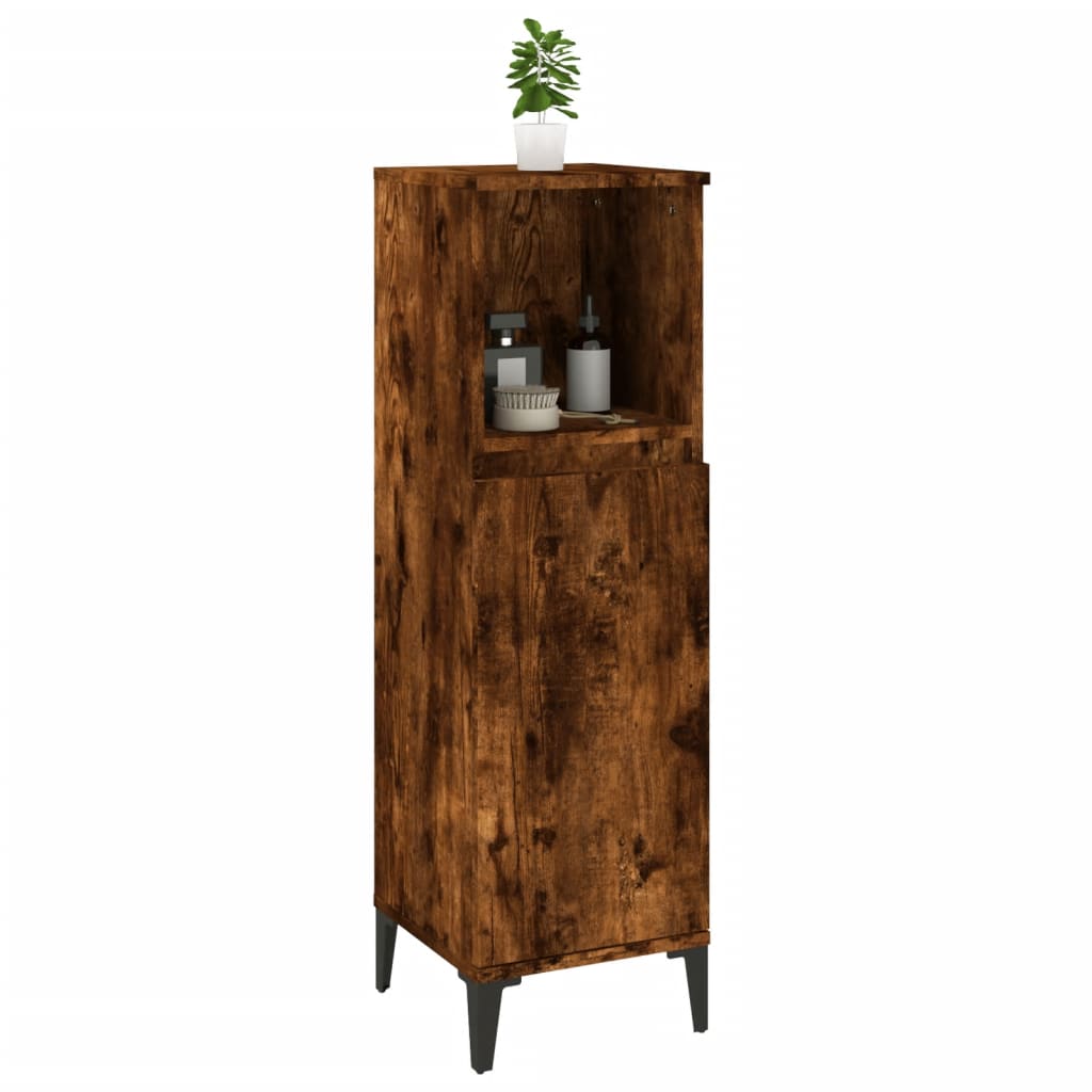 Bathroom cabinet smoked oak 30x30x100 cm made of wood