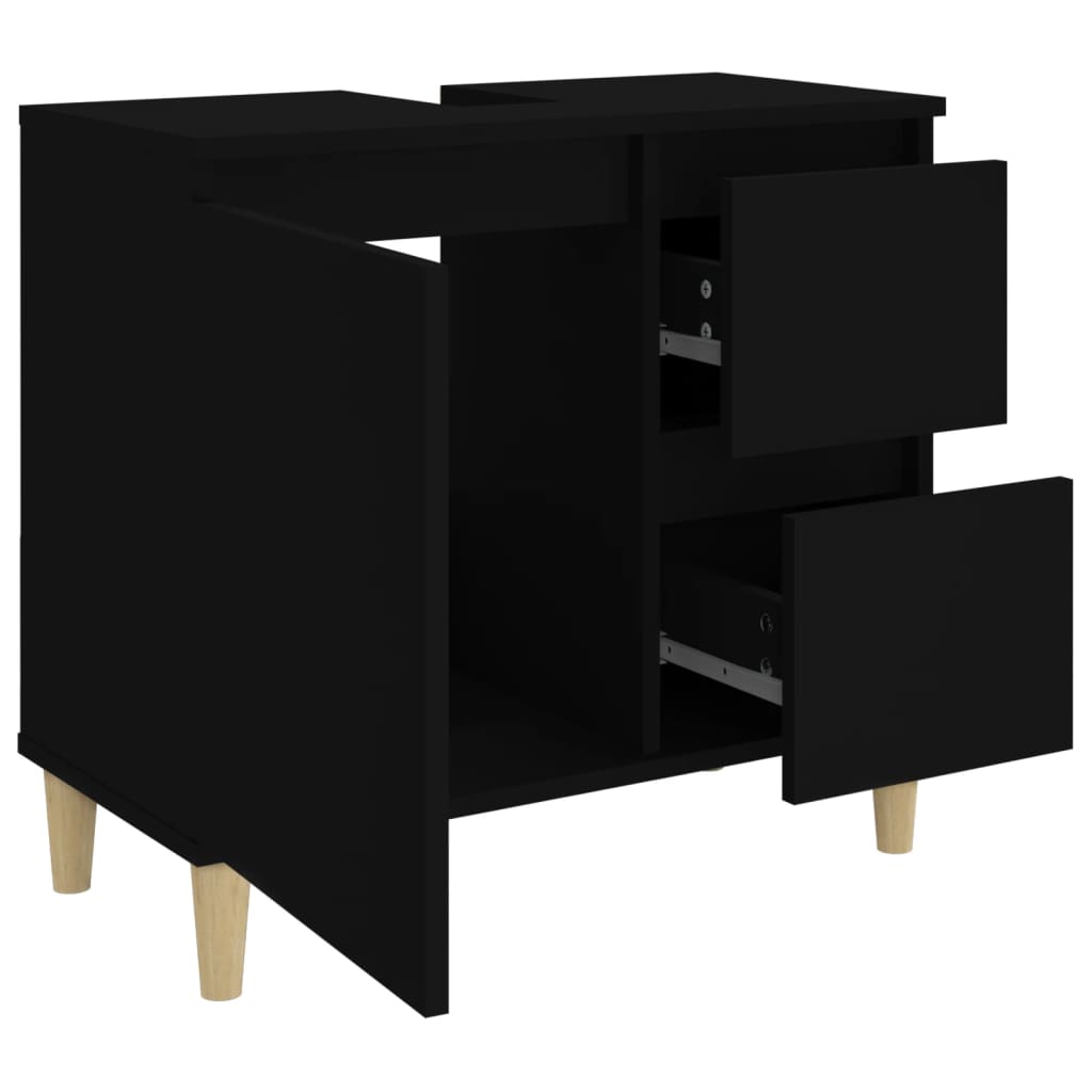 Bathroom cabinet black 65x33x60 cm made of wood