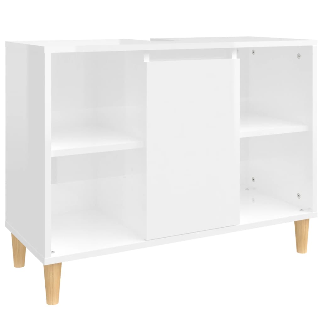 Sink base cabinet high-gloss white 80x33x60cm made of wood material