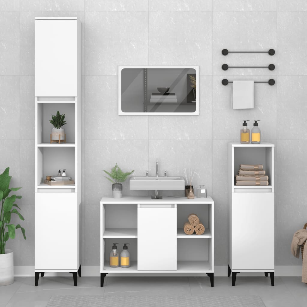 Washbasin cabinet white 80x33x60 cm made of wood material