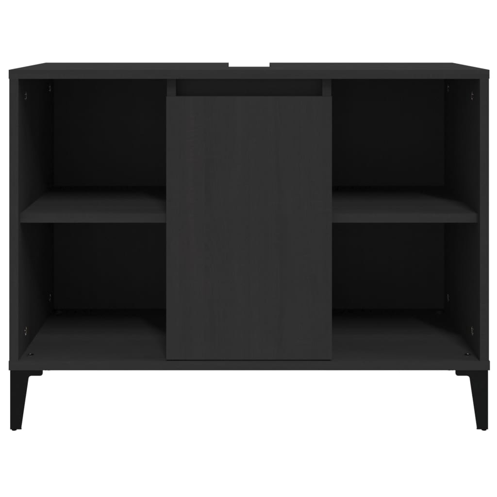 Sink base cabinet black 80x33x60 cm made of wood material
