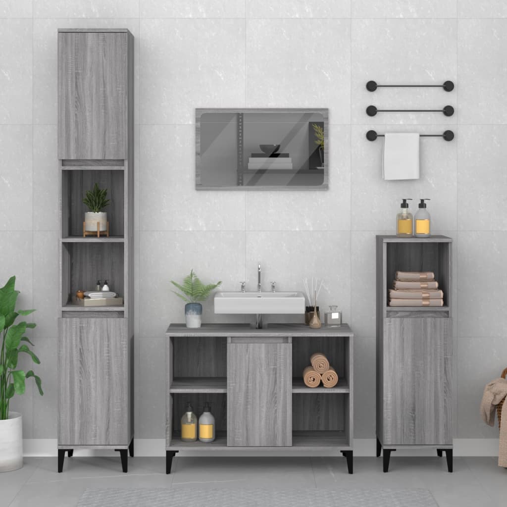 Gray Sonoma washbasin cabinet 80x33x60 cm made of wood