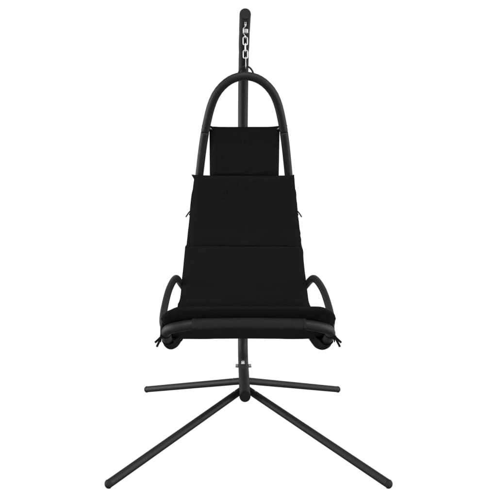 Garden hanging chair with cushion Black Oxford fabric and steel
