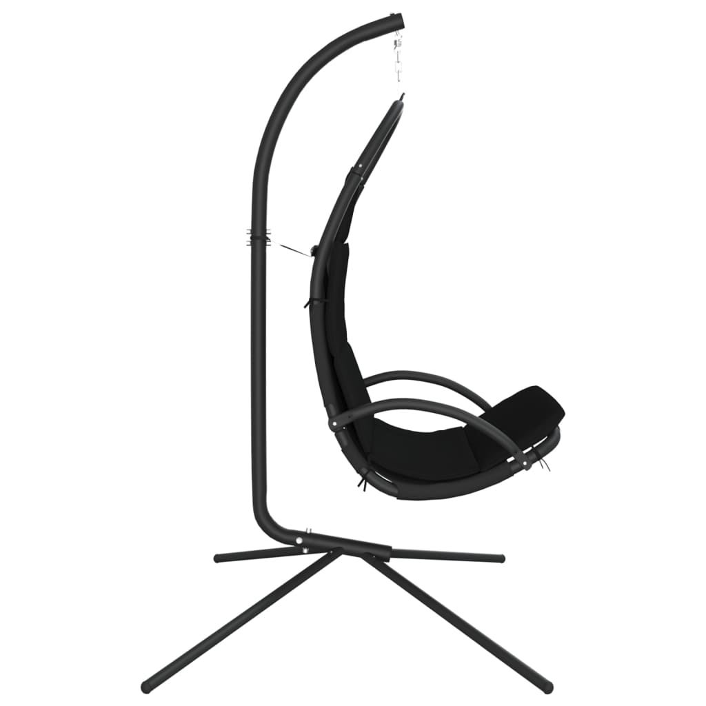 Garden hanging chair with cushion Black Oxford fabric and steel