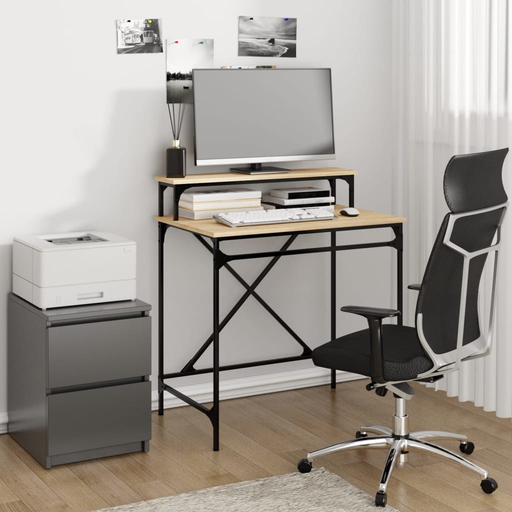 Schreibtisch Sonoma-Eiche 80x50x90 cm Holzwerkstoff und Eisen