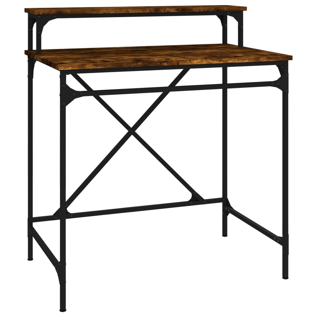 Desk smoked oak 80x50x90 cm made of wood and iron