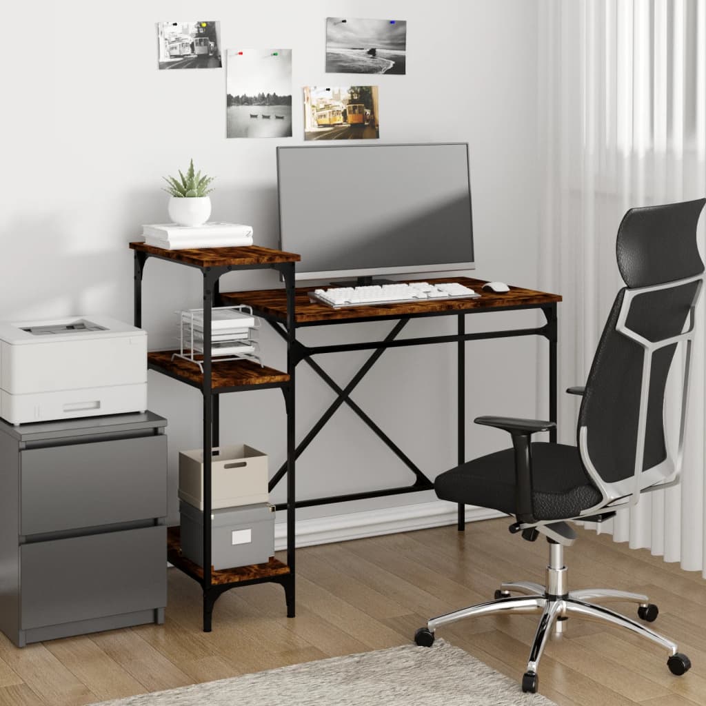 Schreibtisch mit Regal Räuchereiche 105x50x90 cm Holzwerkstoff
