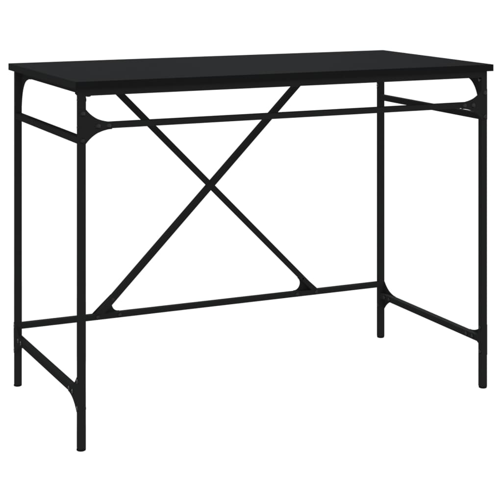 Desk black 100x50x75 cm made of wood and iron