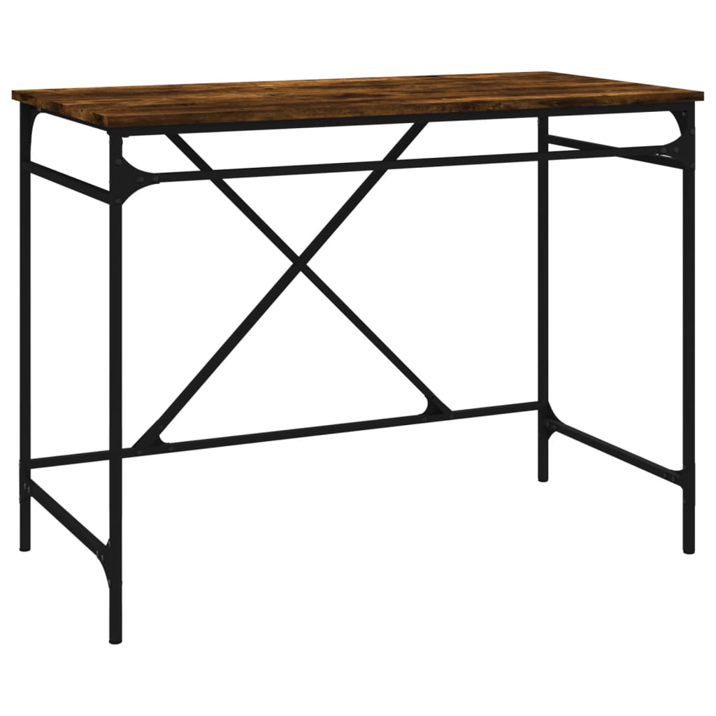 Desk smoked oak 100x50x75 cm made of wood and iron