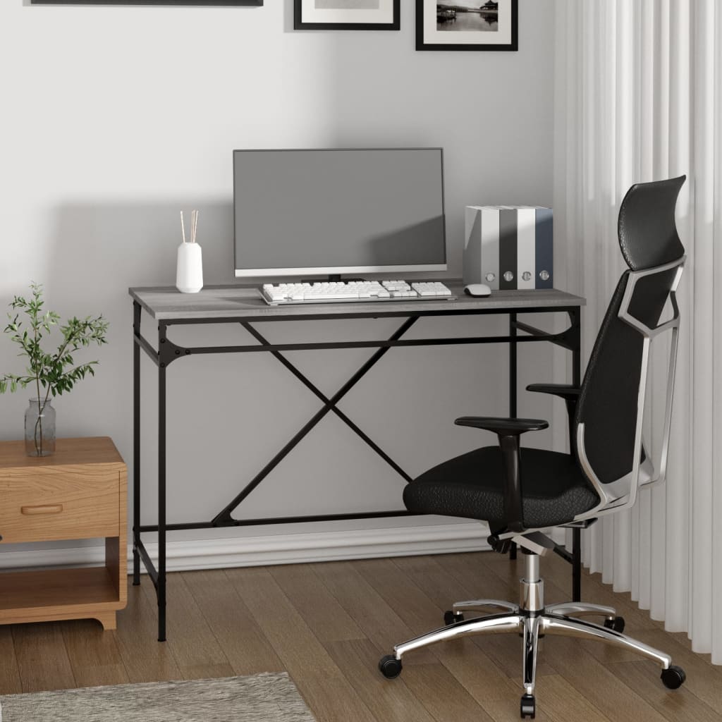 Schreibtisch Grau Sonoma 100x50x76 cm Holzwerkstoff und Eisen