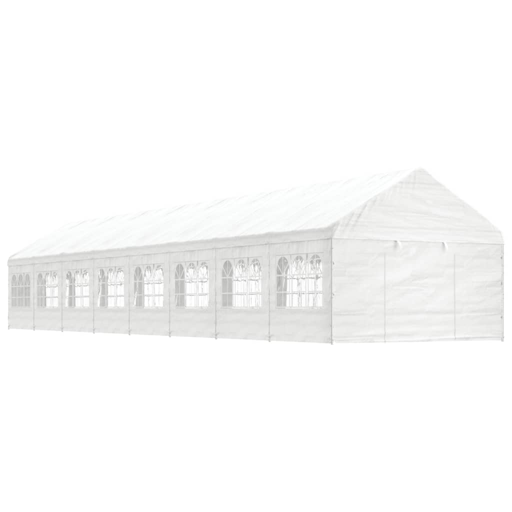 Pavillon mit Dach Weiß 17,84x4,08x3,22 m Polyethylen