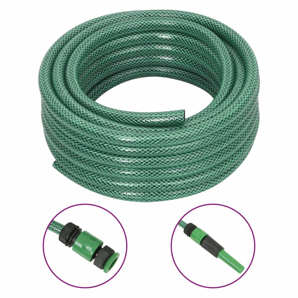 Garden hose with fittings set green 50 m PVC