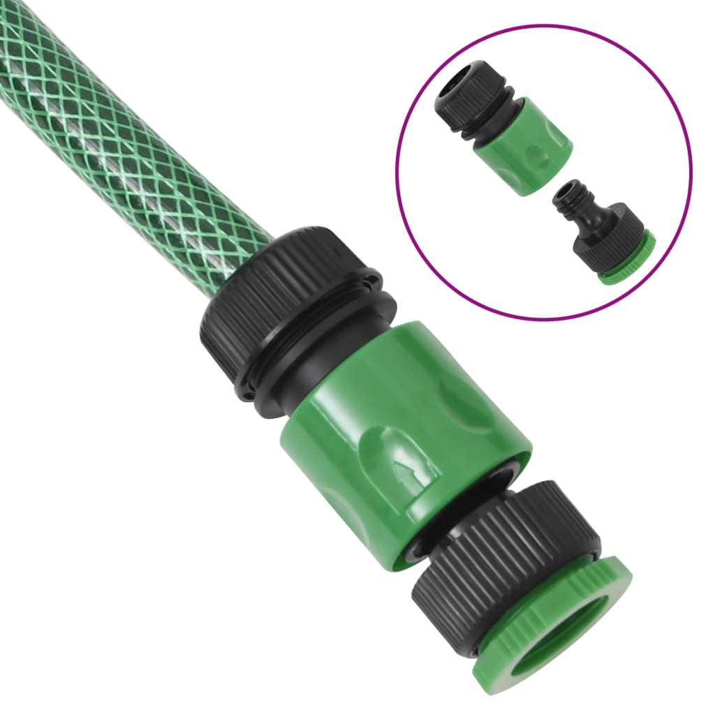 Garden hose with fittings set green 10 m PVC