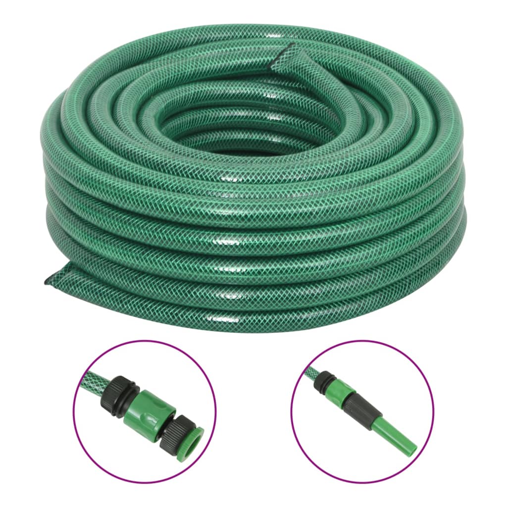 Garden hose with fittings set green 20 m PVC