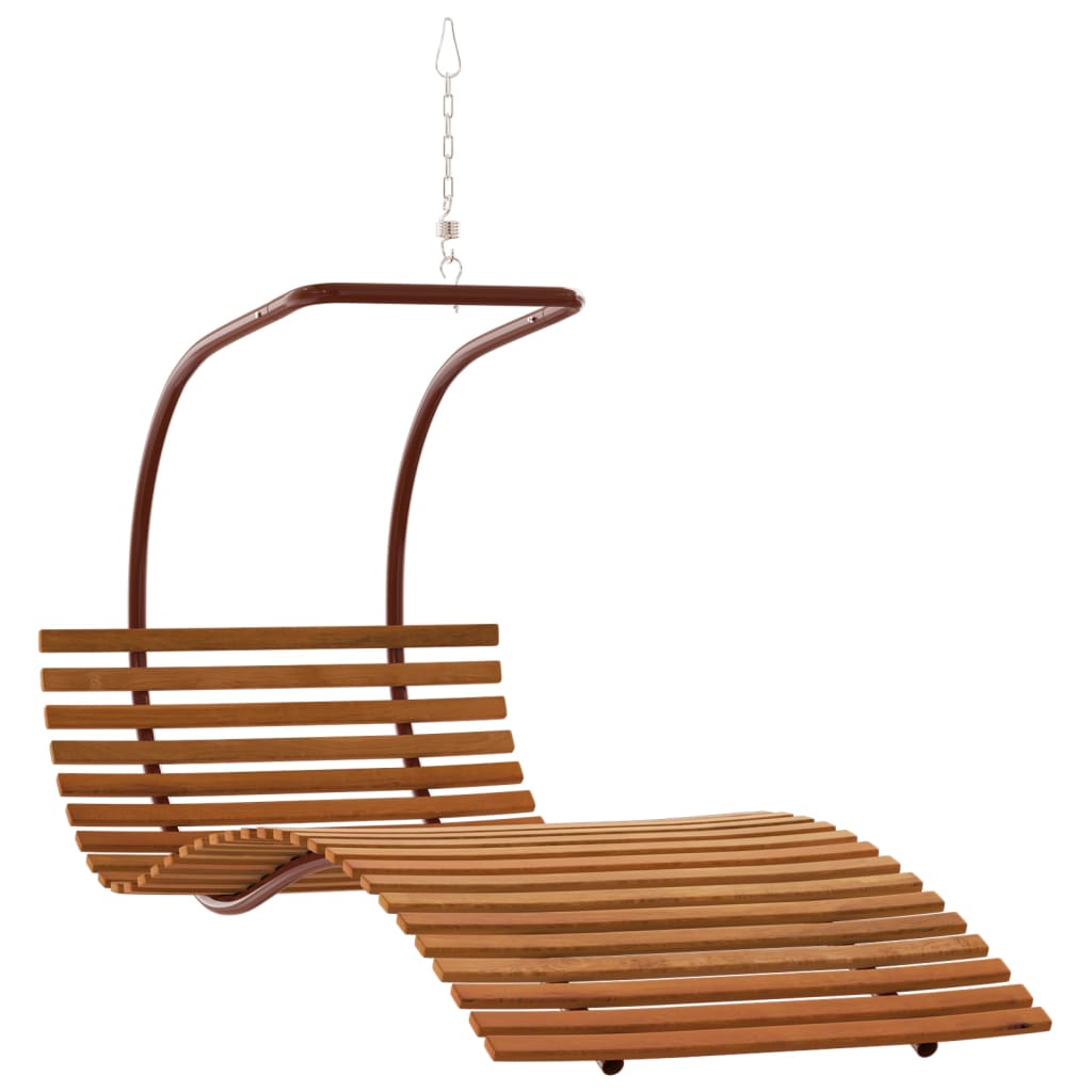 Hanging lounger with fabric and solid poplar wood cushion