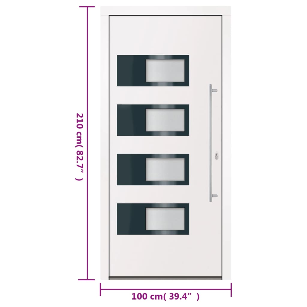 Front door white 100x210 cm aluminum and PVC