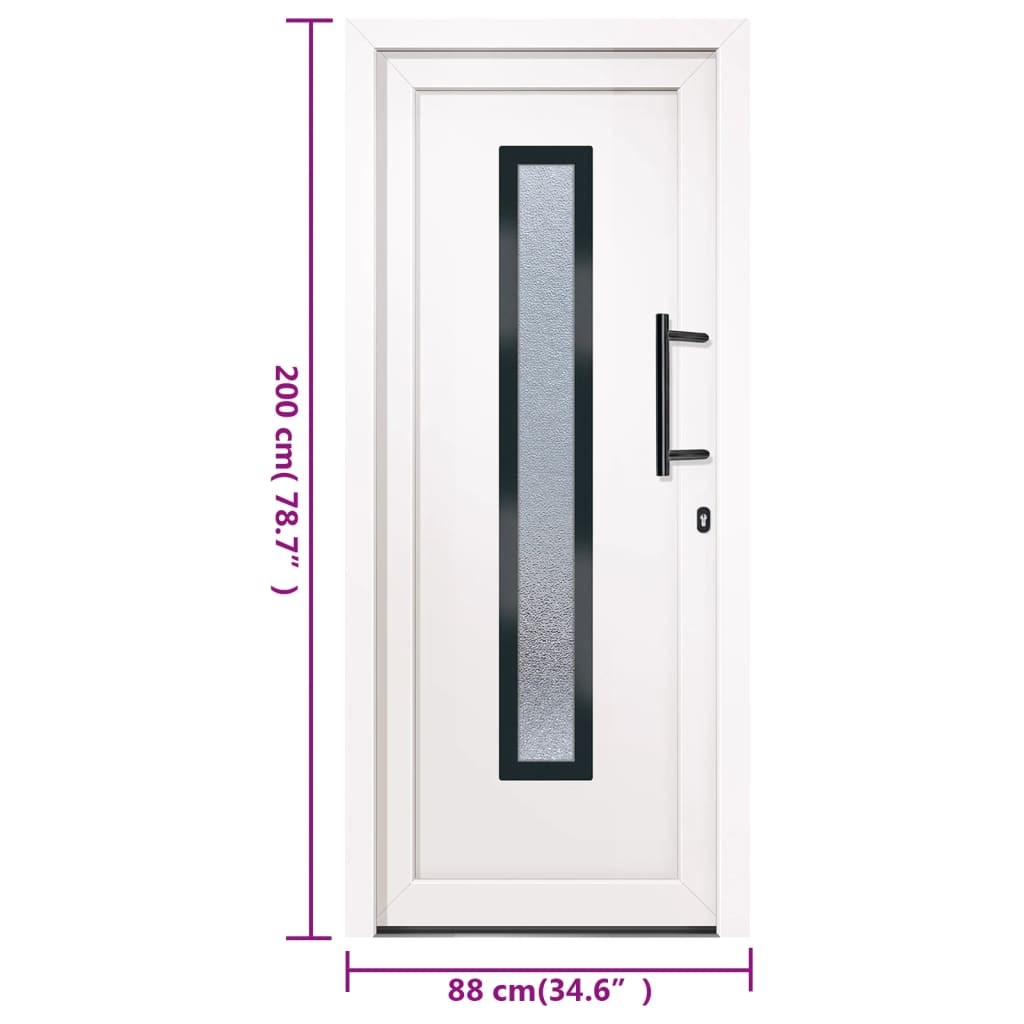 Front door white 88x200 cm PVC