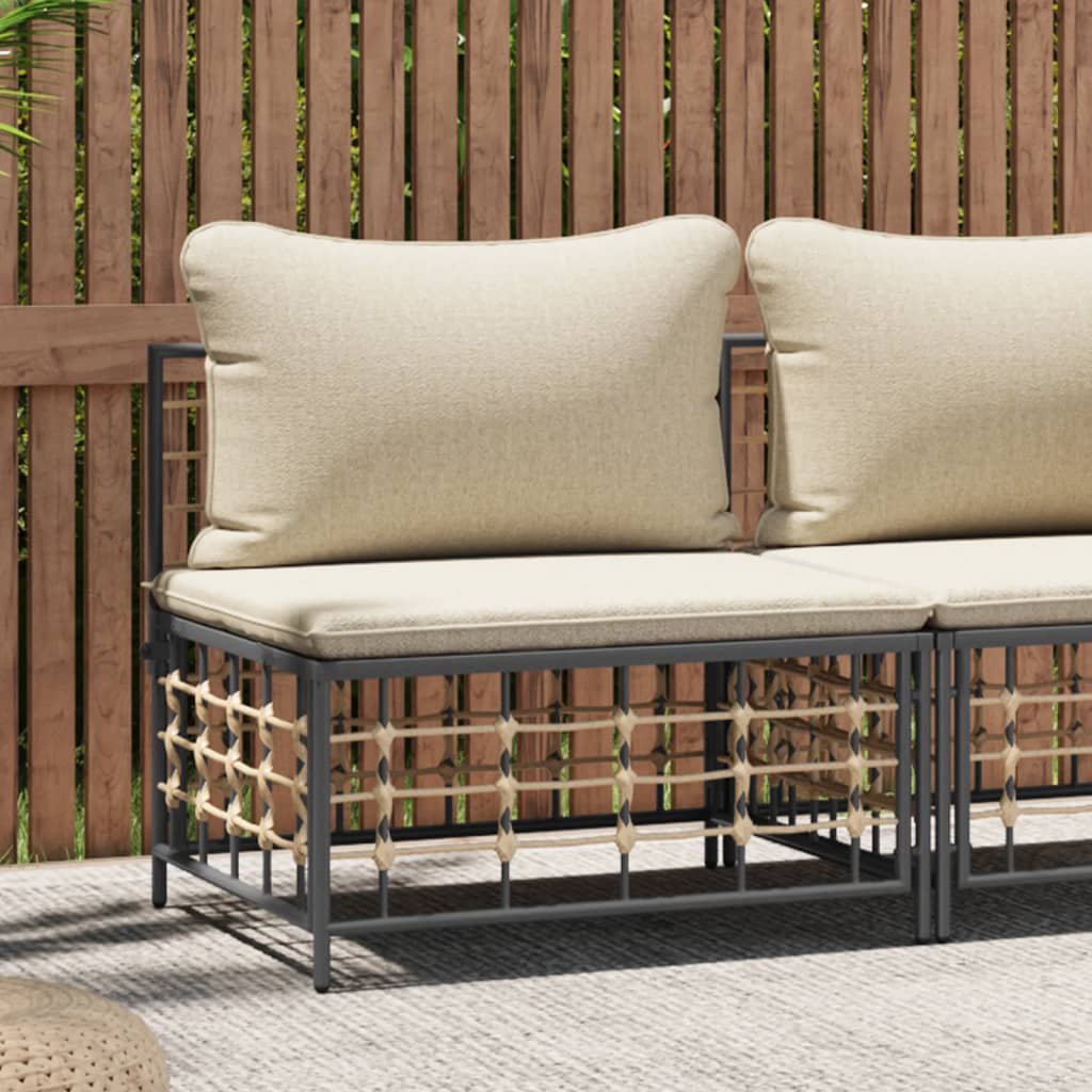 Garden center sofa with beige cushions poly rattan