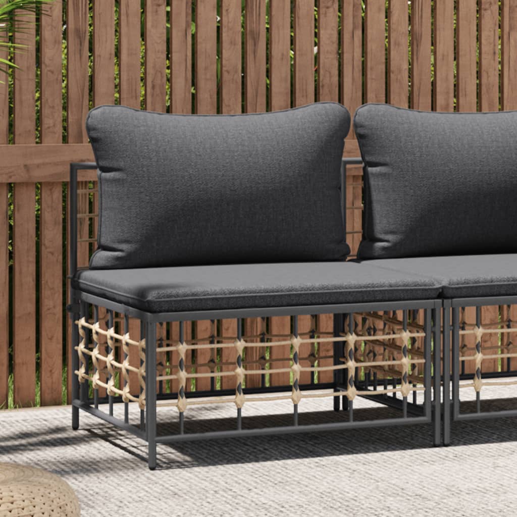 Garden center sofa with dark gray cushions poly rattan