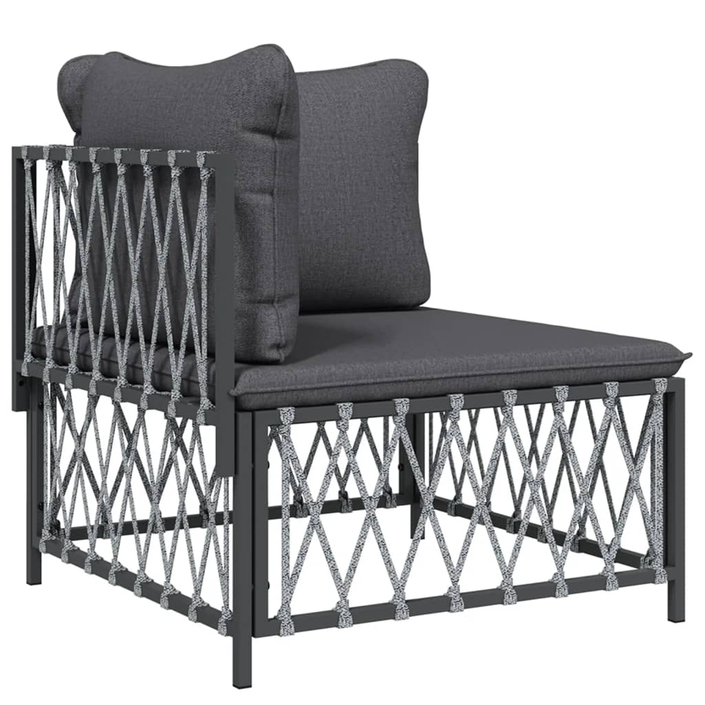 Garden corner sofa with cushions in anthracite fabric