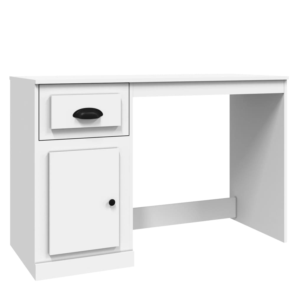 Desk with drawer white 115x50x75 cm made of wood