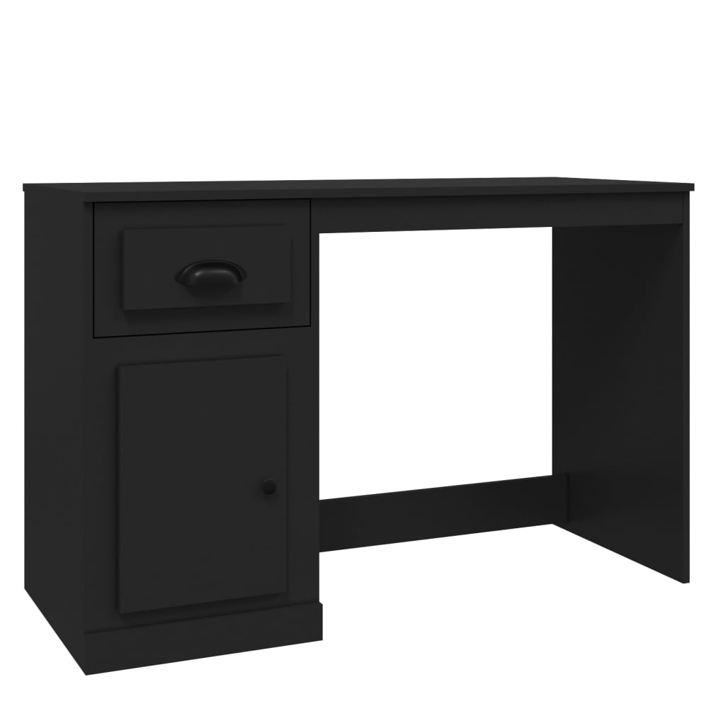 Desk with drawer black 115x50x75 cm made of wood