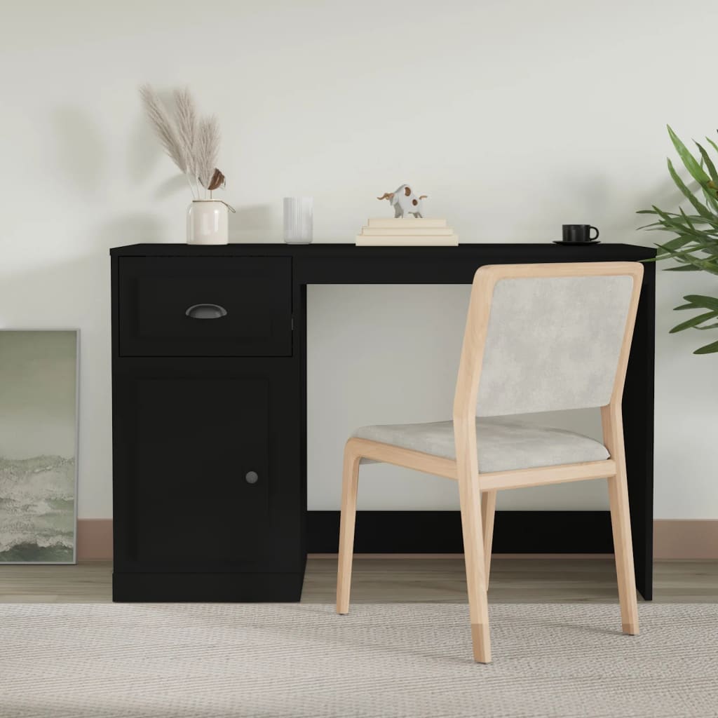 Desk with drawer black 115x50x75 cm made of wood