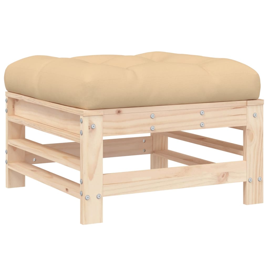 Garden stool with cushion solid pine wood
