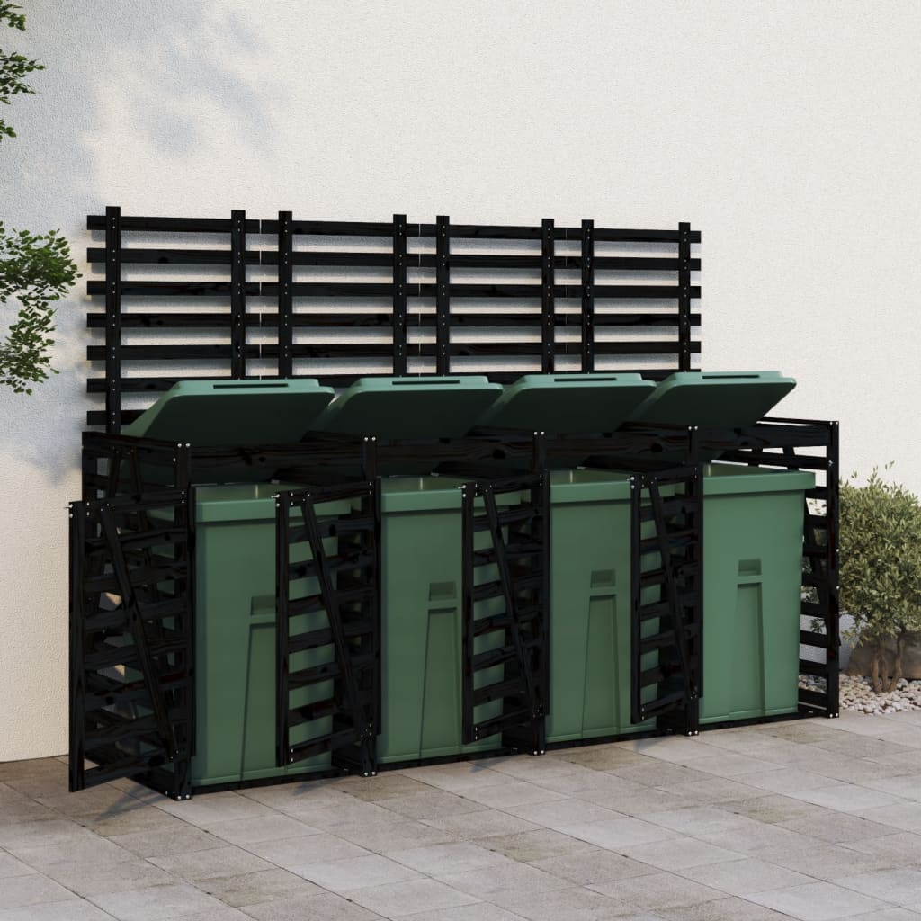 Wheelie bin box for 4 tonnes of black solid pine wood