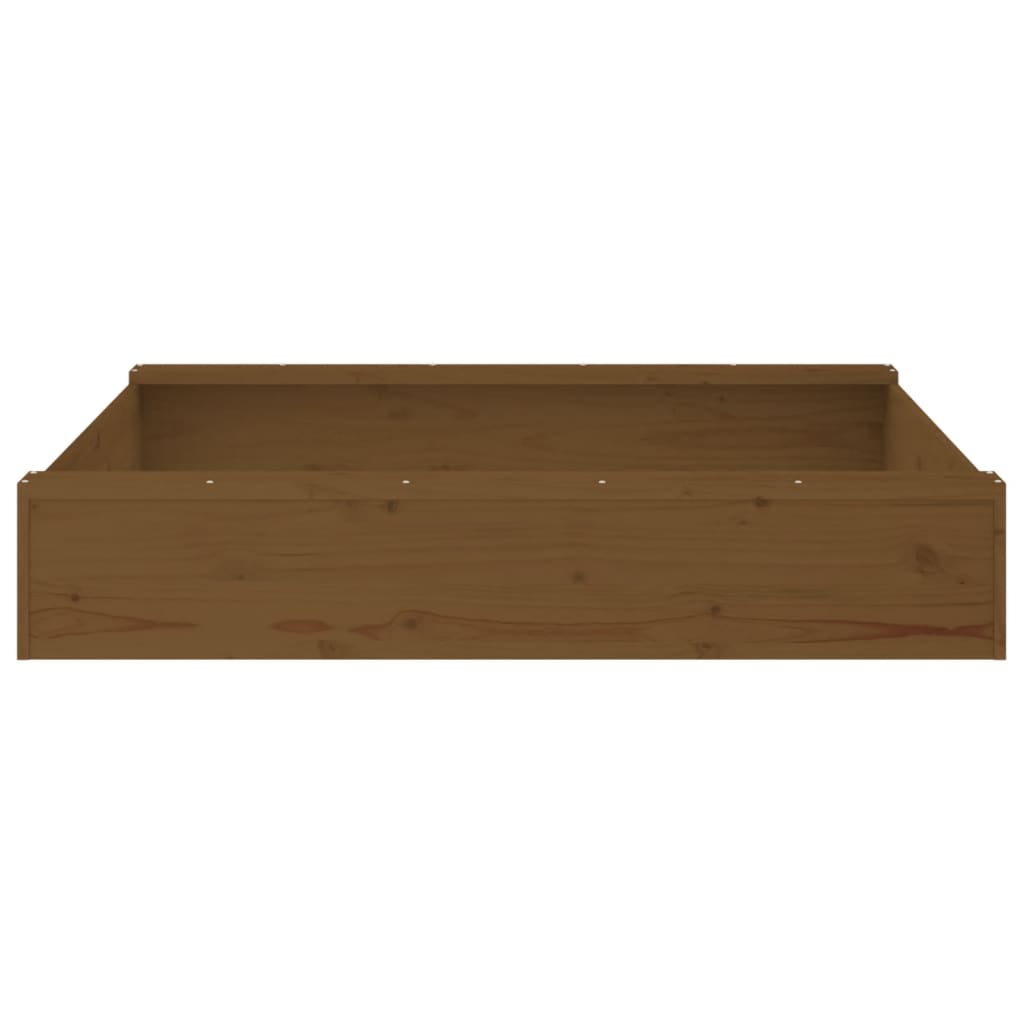 Sandpit with seats honey brown square solid pine wood