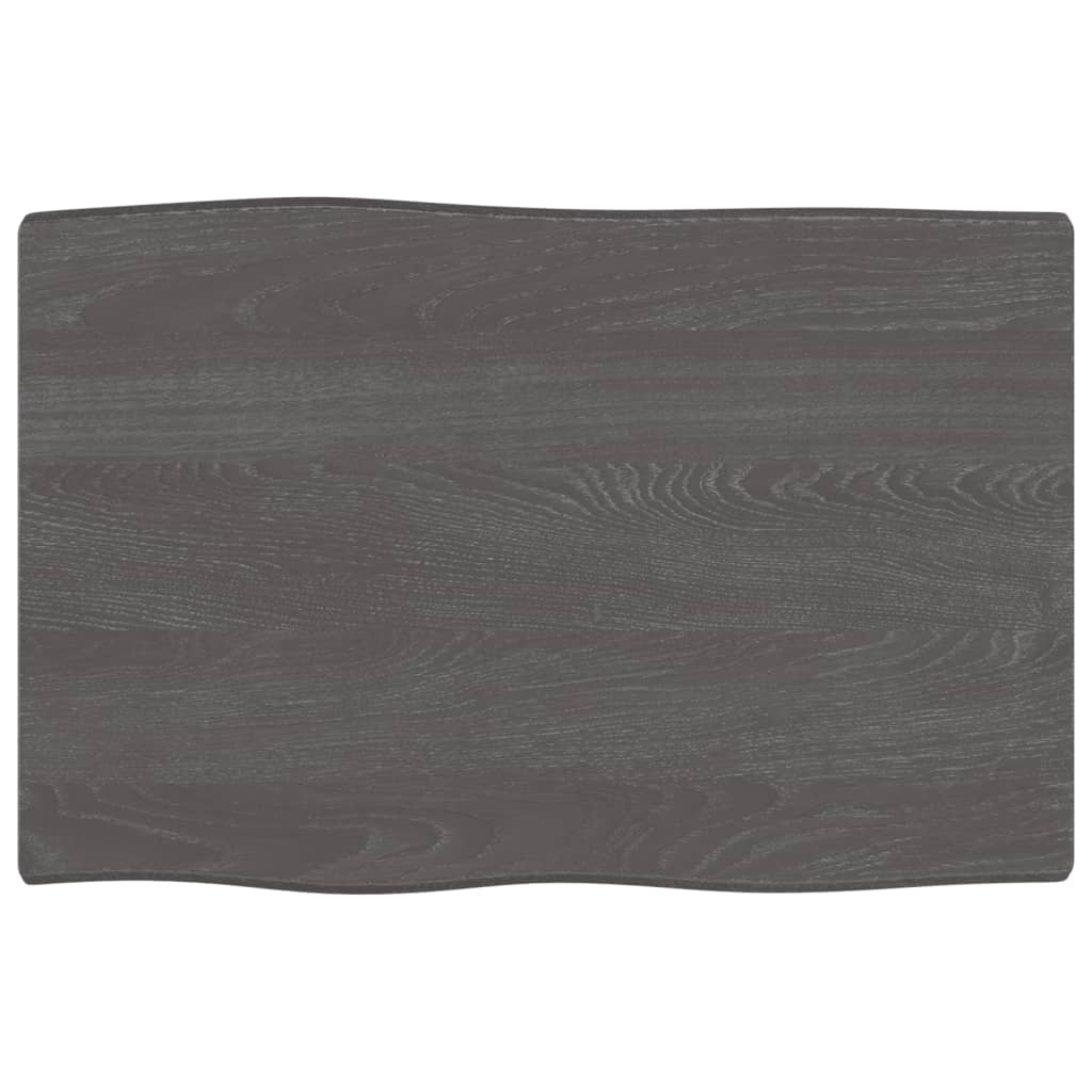 Tischplatte 60x40x6 cm Massivholz Eiche Behandelt Baumkante