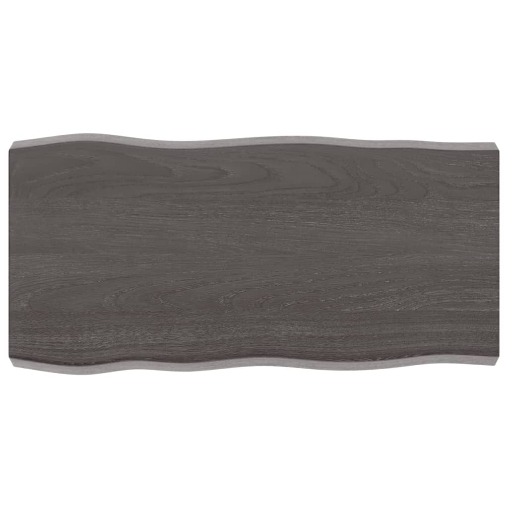 Tischplatte 80x40x6 cm Massivholz Eiche Behandelt Baumkante