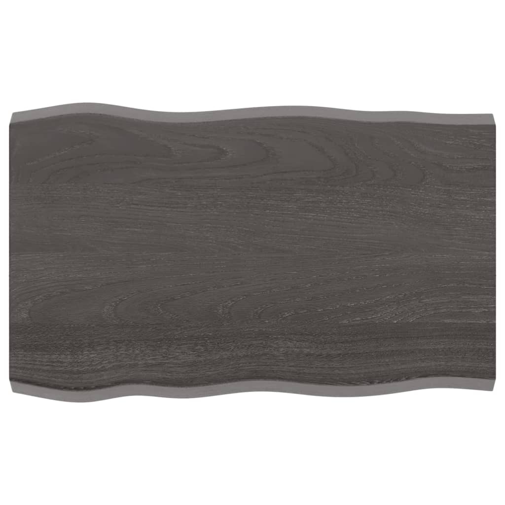 Tischplatte 80x50x4 cm Massivholz Eiche Behandelt Baumkante
