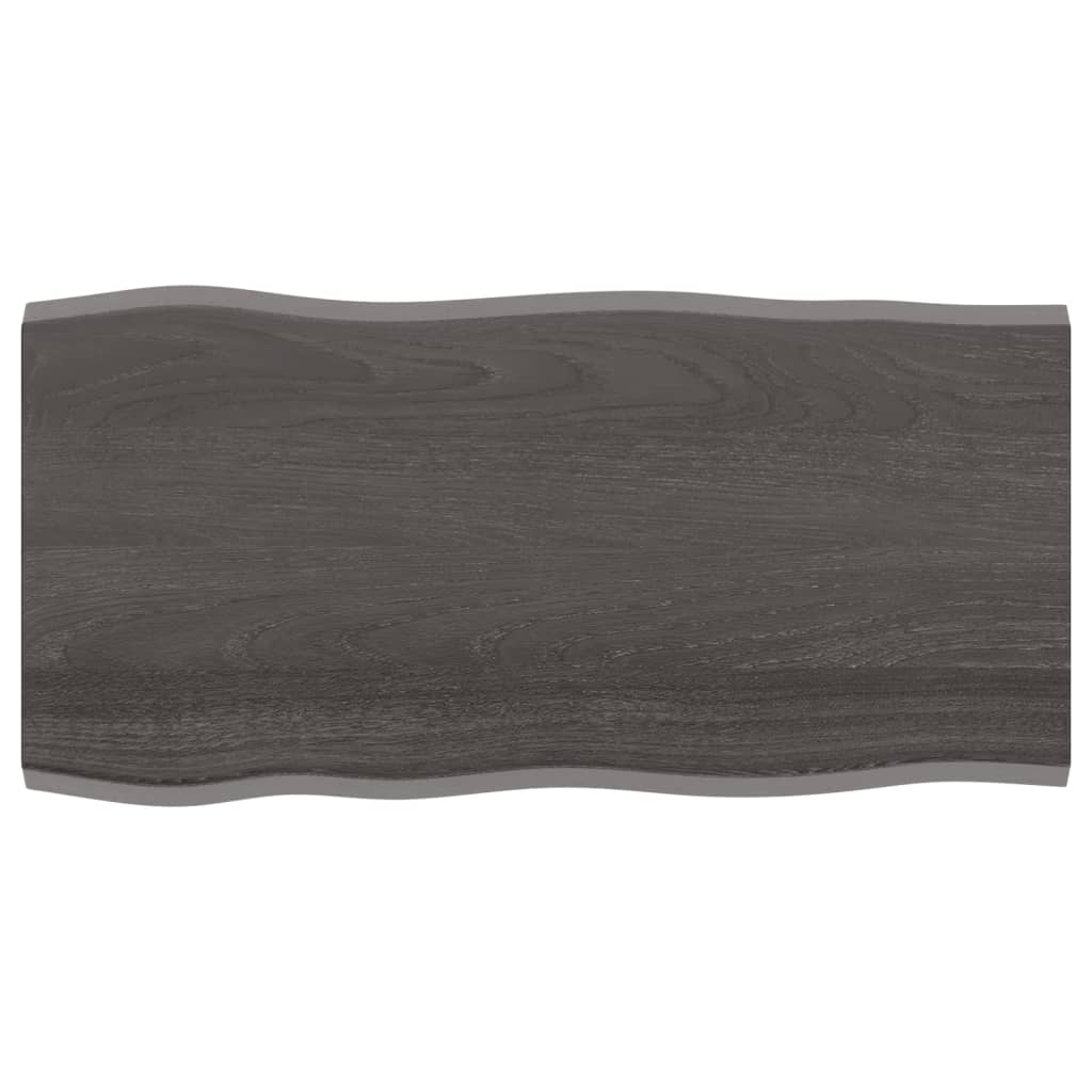 Table top 100x50x2 cm solid oak wood treated tree edge