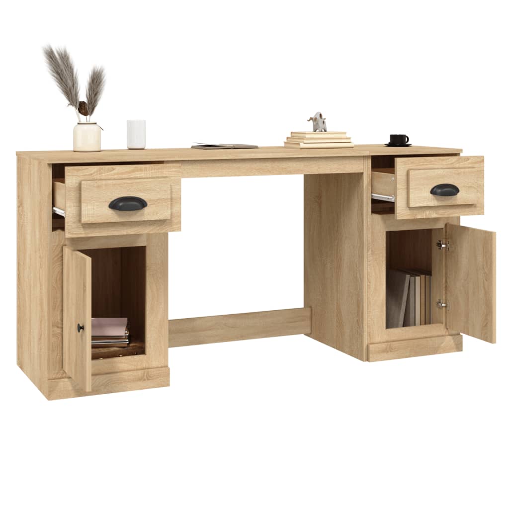 Schreibtisch mit Stauraum Sonoma-Eiche Holzwerkstoff