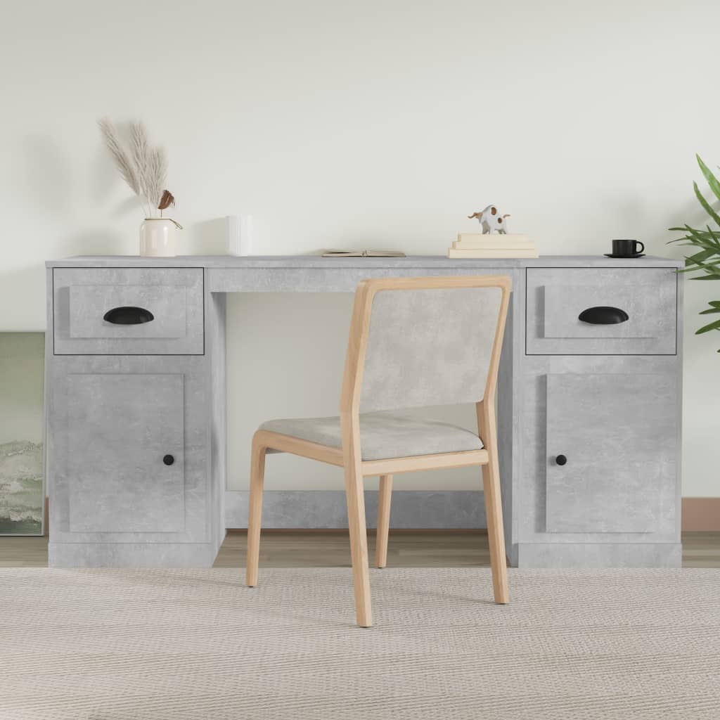 Desk with storage space concrete gray wood material
