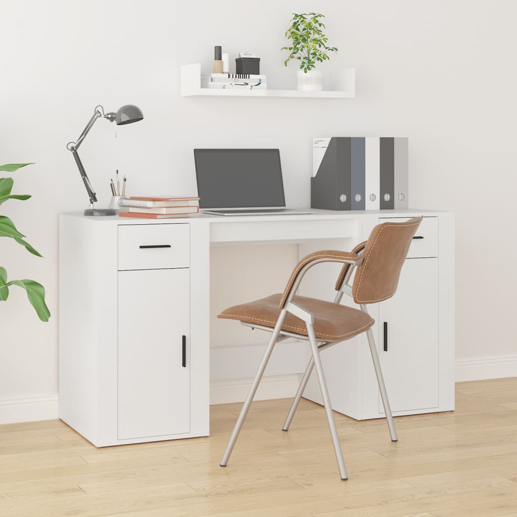 Desk with storage space white wood material